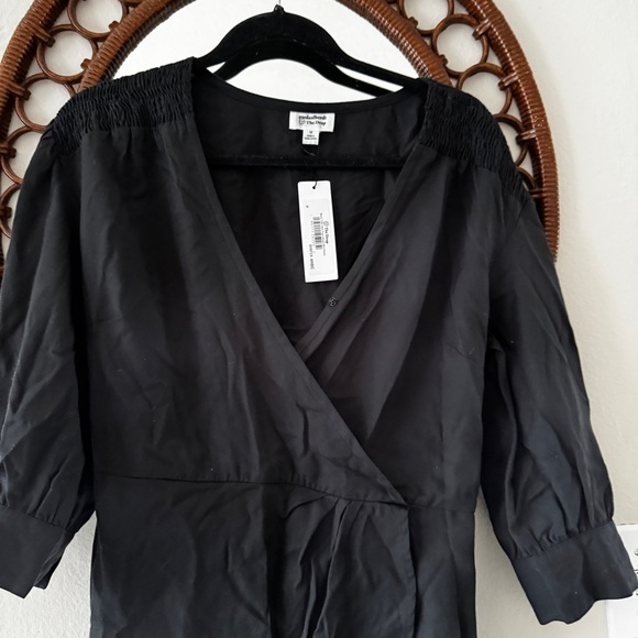 NWT Paola Alberdi and the drop black mini dress puff sleeve faux wrap size M - Picture 2 of 11